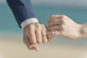 結婚指輪をはめた状態でのリングショット。